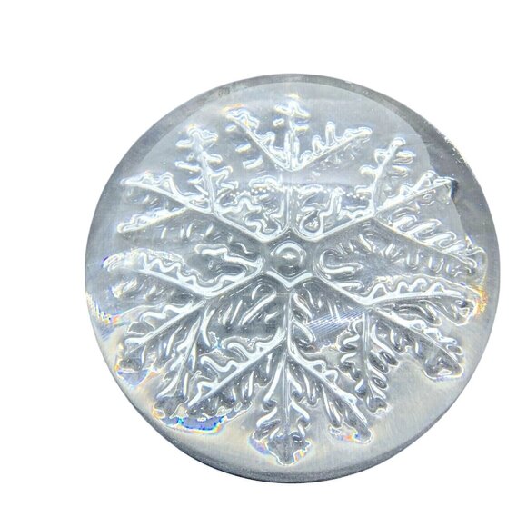 Genuine Lead Crystal Echt Bleikristall 24% PBO Snowflake Bubble Dome Paperweight - Picture 1 of 5
